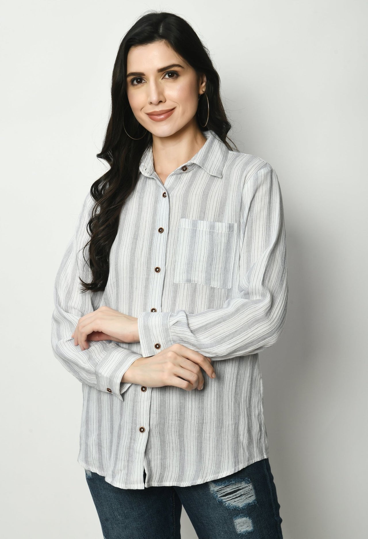 Double Cloth Full Sleeves Shirt - RueCollections