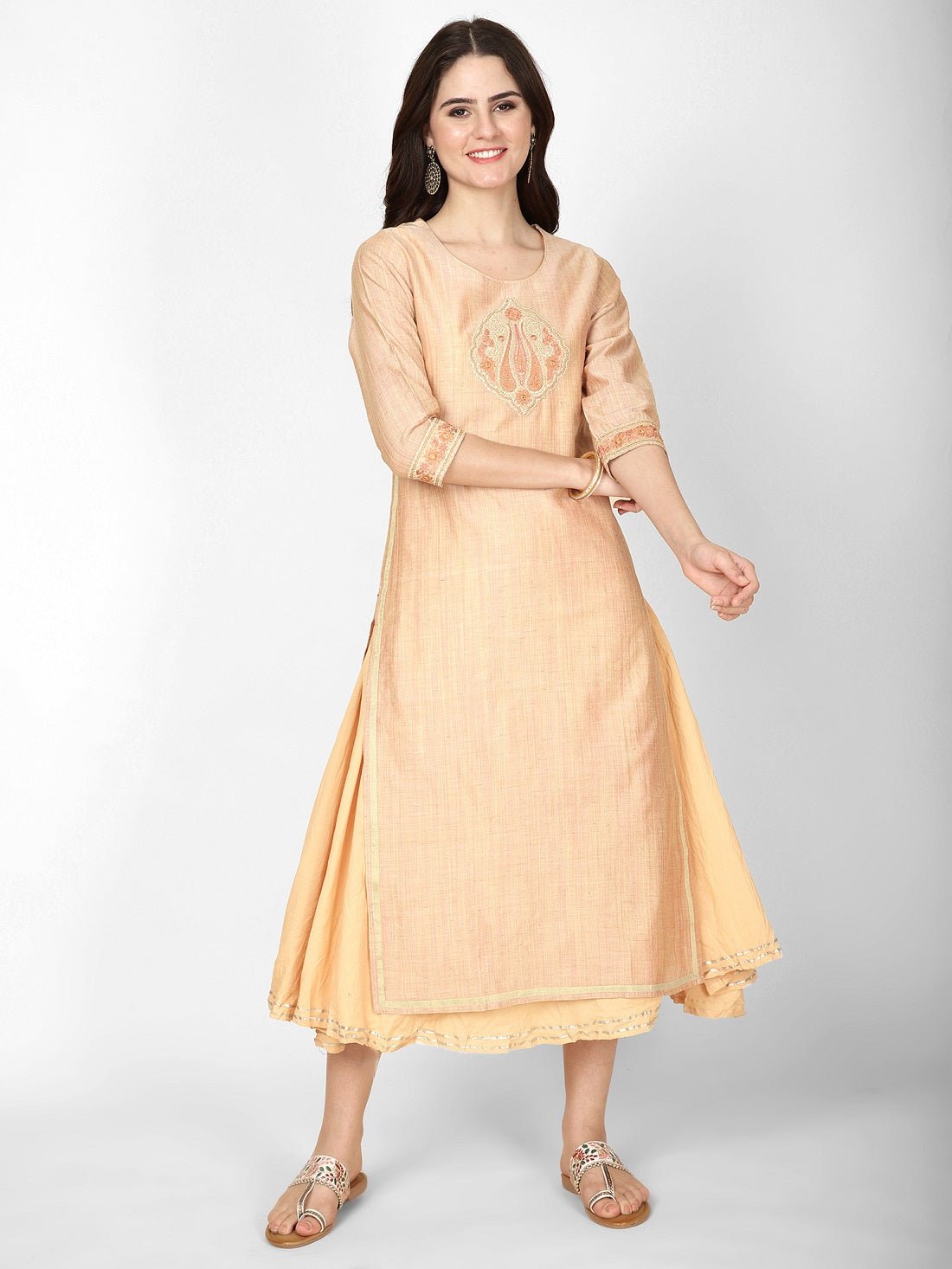 Embroidered A - line Ethnic Dress - RueCollections