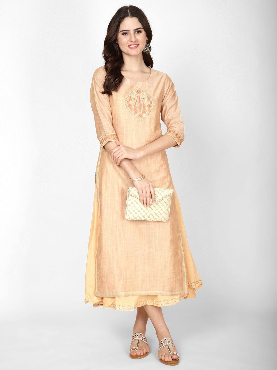 Embroidered A - line Ethnic Dress - RueCollections