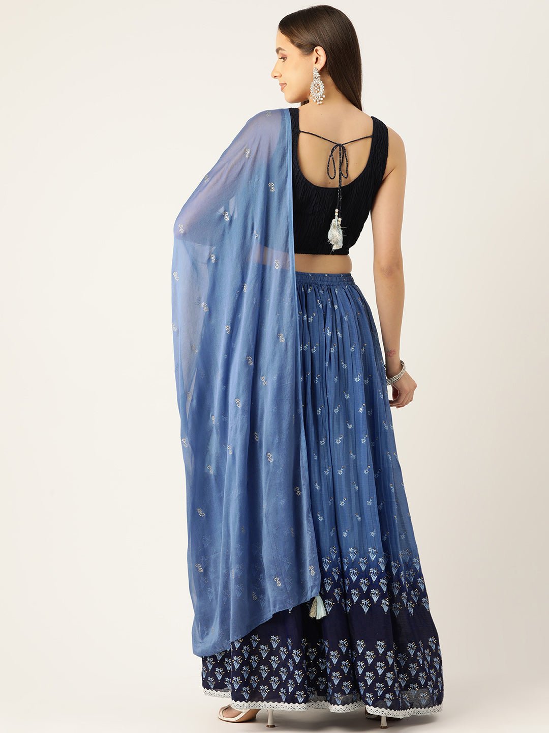 Embroidered Sequinned Ready to Wear Lehenga & Blouse With Dupatta - RueCollections