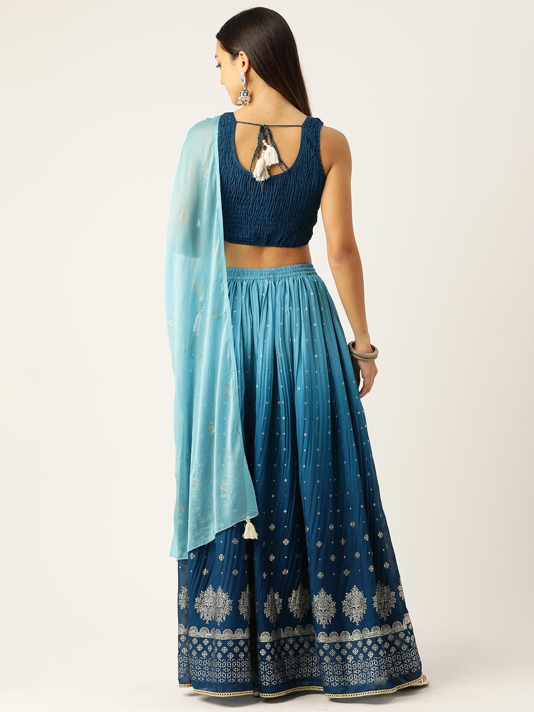 Embroidered Sequinned Ready to Wear Lehenga & Blouse With Dupatta - RueCollections