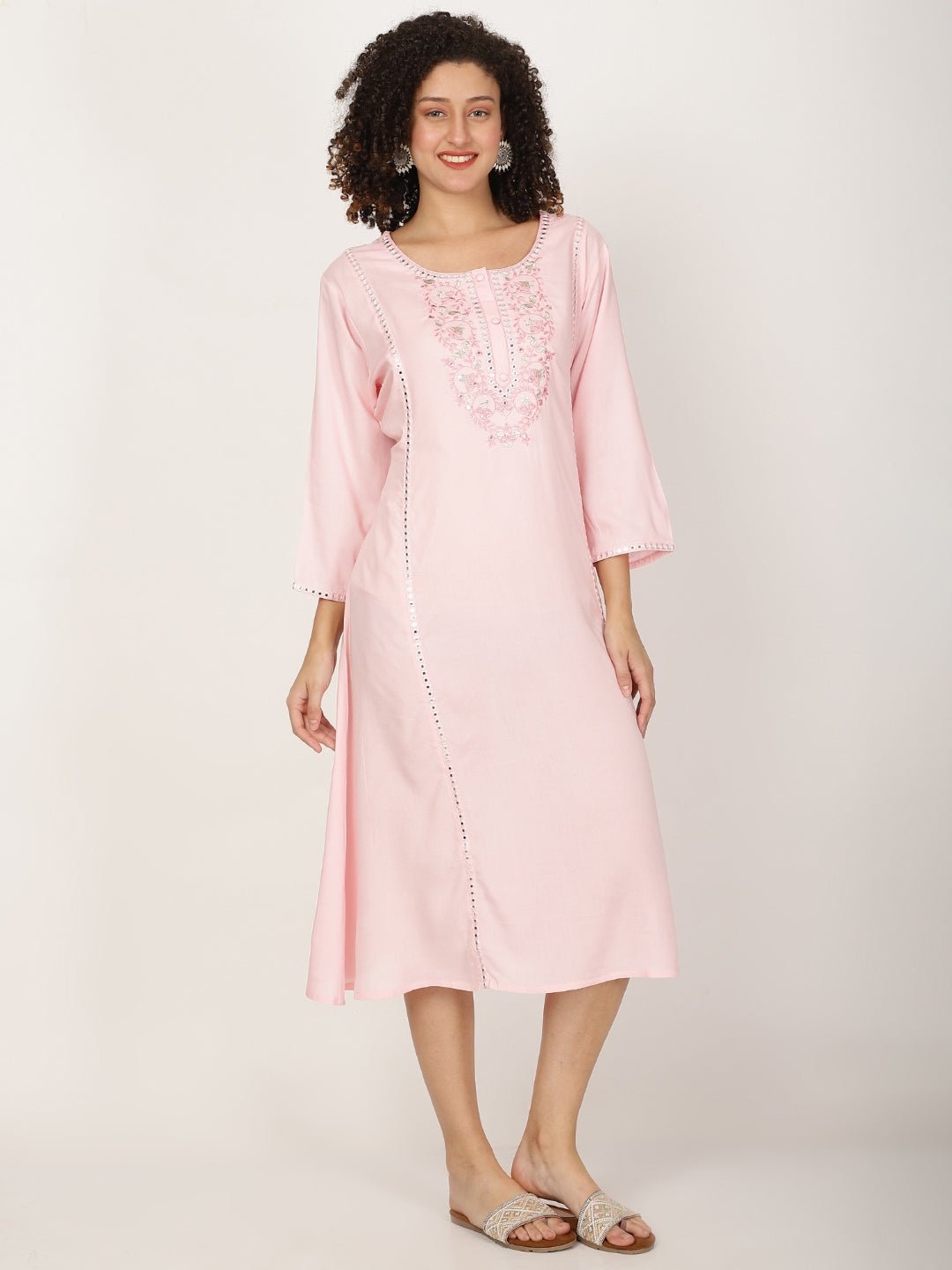 Ethnic Motifs Embroidered Straight Kurta - RueCollections