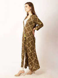 Thumbnail for Floral Ethnic Printed Open Front Longline Shrug - RueCollections