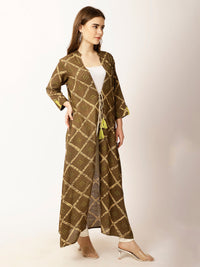 Thumbnail for Floral Ethnic Printed Open Front Longline Shrug - RueCollections