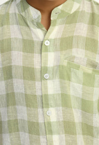 Thumbnail for Full Sleeve Mandarin Collar Linen Shirt - RueCollections