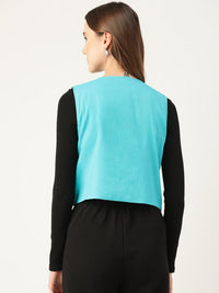 Thumbnail for Geometric Pure Cotton Crop Tailored Jacket with Embroidered Detail - RueCollections