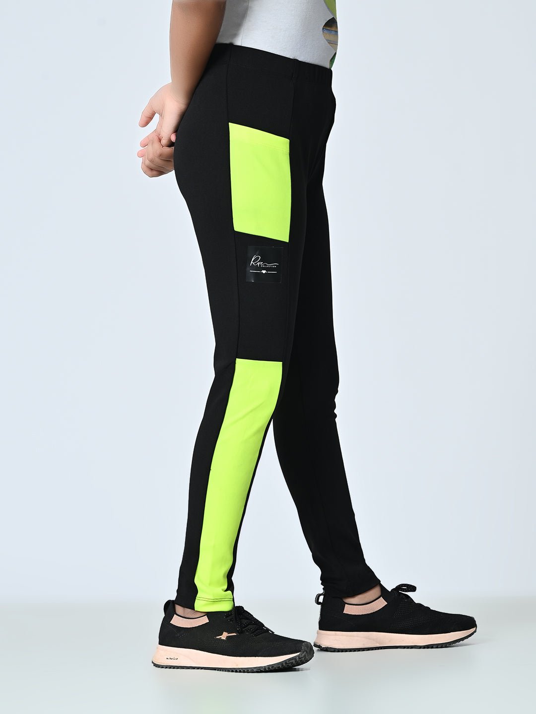 Girls High - Rise Colour - Blocked Ankle length Tights - RueCollections