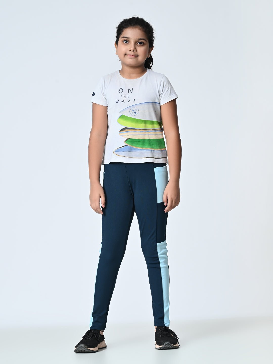 Girls High - Rise Colour - Blocked Ankle length Tights - RueCollections