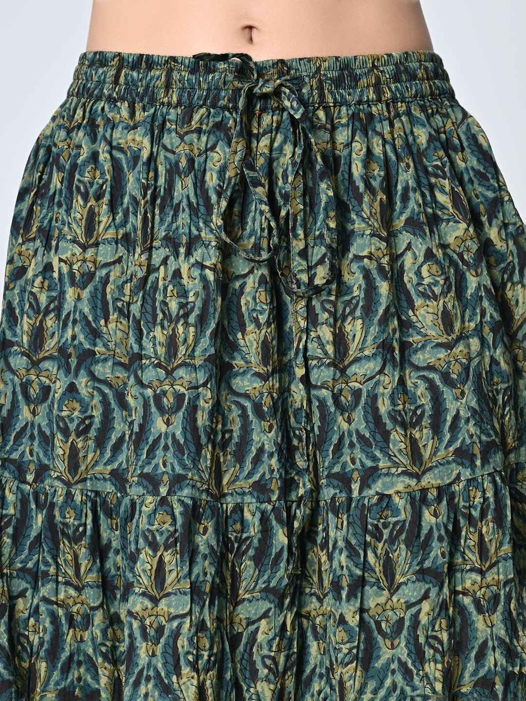 Gotta Patti Detail Pure Cotton Maxi Tiered Skirt - RueCollections