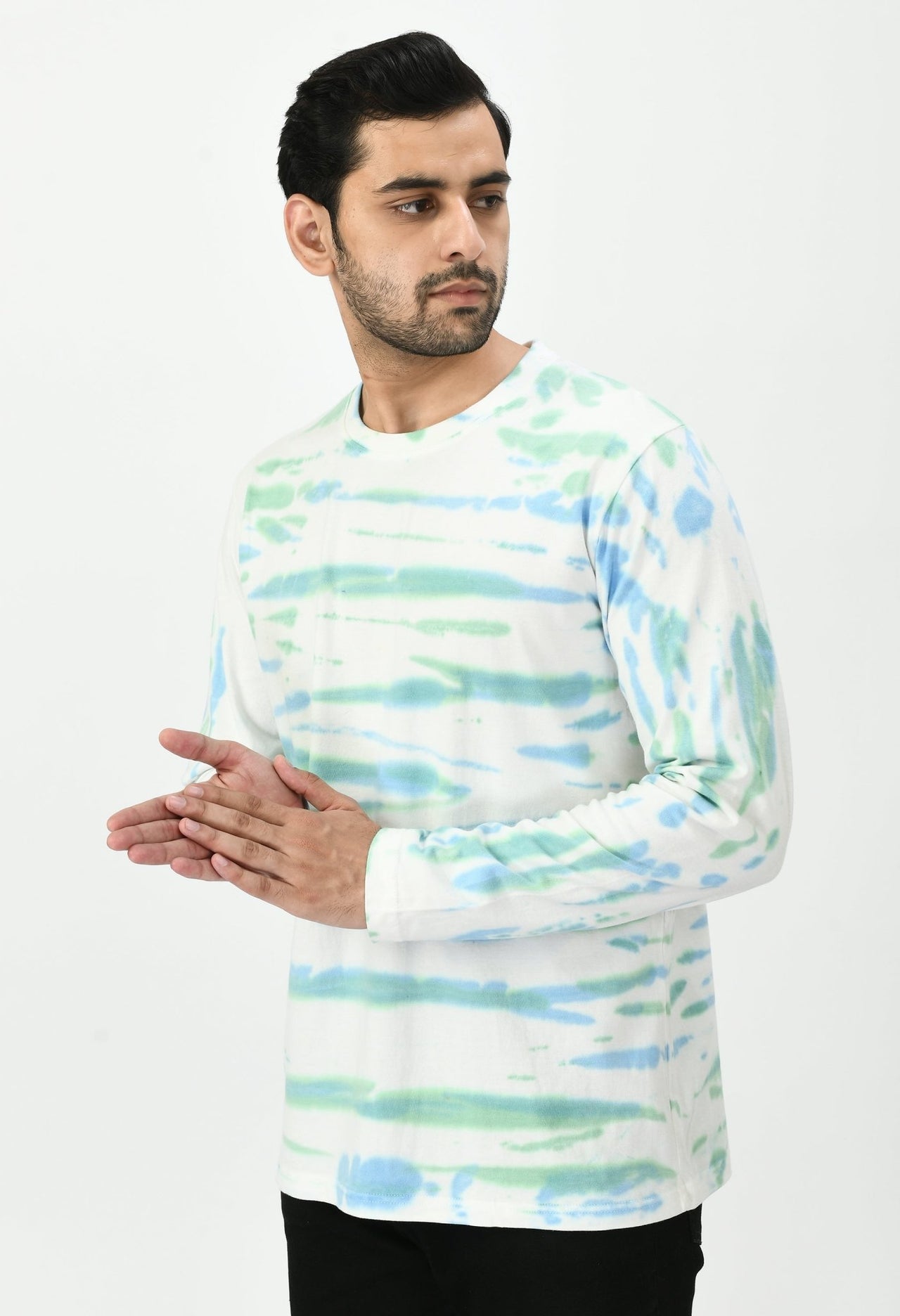 Green, Blue & White Unisex Tie - Dye T-shirt - RueCollections