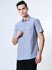 Thumbnail for Grey Chambray Half Sleeve Shirt - RueCollections