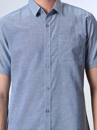 Thumbnail for Grey Chambray Half Sleeve Shirt - RueCollections