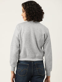 Thumbnail for Grey Solid Mock Collar Fleece Sweatshirt - RueCollections