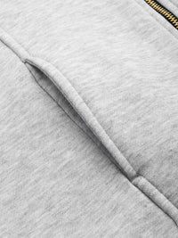 Thumbnail for Grey Solid Mock Collar Fleece Sweatshirt - RueCollections