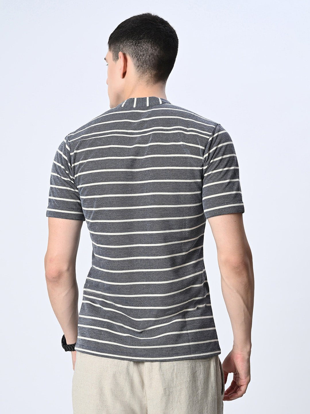 Grey Striped Pure Cotton Shirt - RueCollections