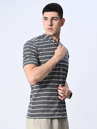 Thumbnail for Grey Striped Pure Cotton Shirt - RueCollections