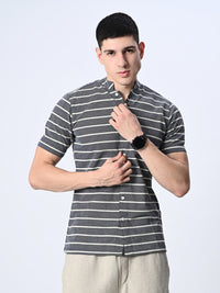 Thumbnail for Grey Striped Pure Cotton Shirt - RueCollections