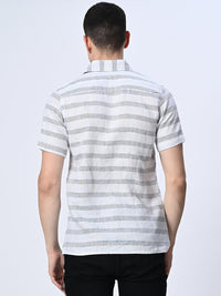 Thumbnail for Grey Striped Pure Cotton Shirt - RueCollections