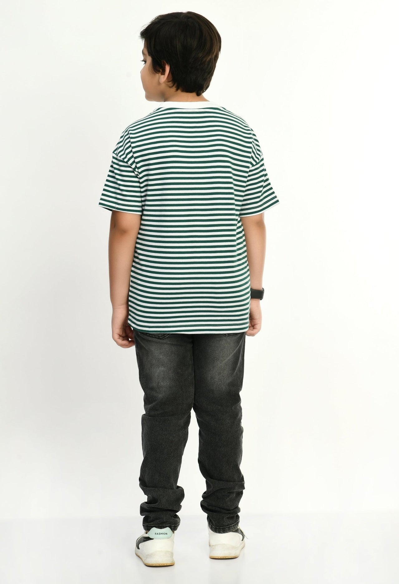 Half Sleeves Striped pique T-shirt - RueCollections