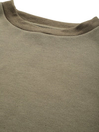 Thumbnail for Khaki Solid Fleece Sweatshirt - RueCollections