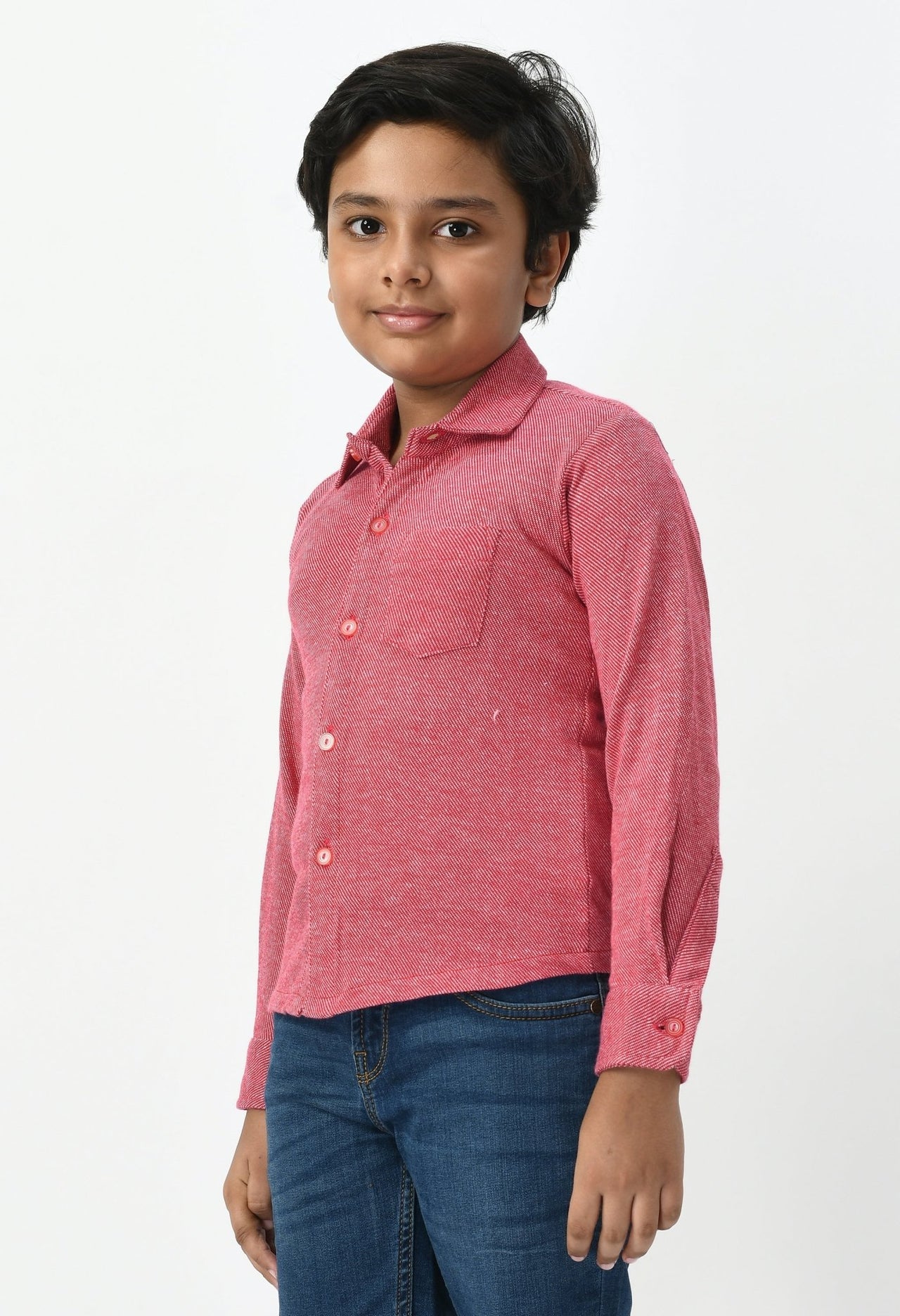 Kids Red Flannel Full Sleeves Shirt - RueCollections