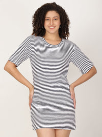 Thumbnail for Knitted T-shirt Dress Horizontal Stripes - RueCollections