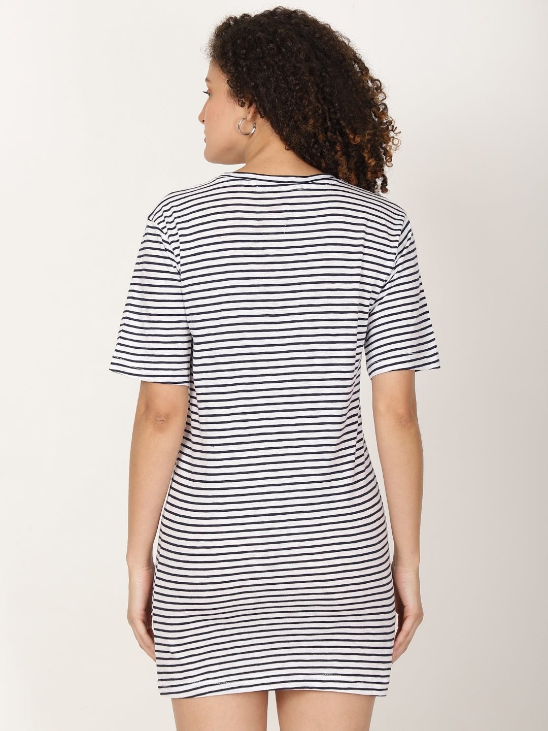 Knitted T-shirt Dress Horizontal Stripes - RueCollections