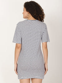 Thumbnail for Knitted T-shirt Dress Horizontal Stripes - RueCollections