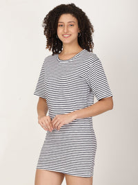 Thumbnail for Knitted T-shirt Dress Horizontal Stripes - RueCollections