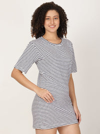 Thumbnail for Knitted T-shirt Dress Horizontal Stripes - RueCollections