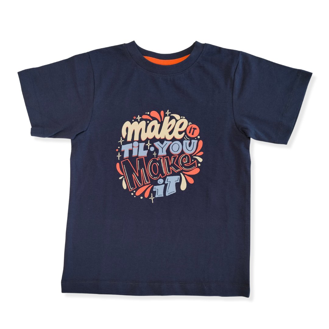 Make It Till You Make It! Navy Kids T-shirt - RueCollections