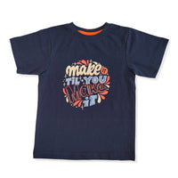 Thumbnail for Make It Till You Make It! Navy Kids T-shirt - RueCollections