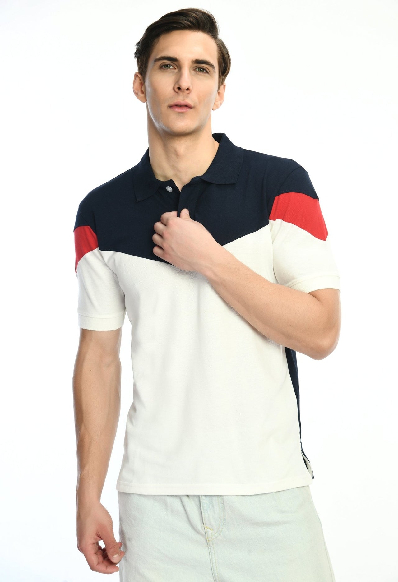 Men's Color Blocked Polo T-shirt - RueCollections