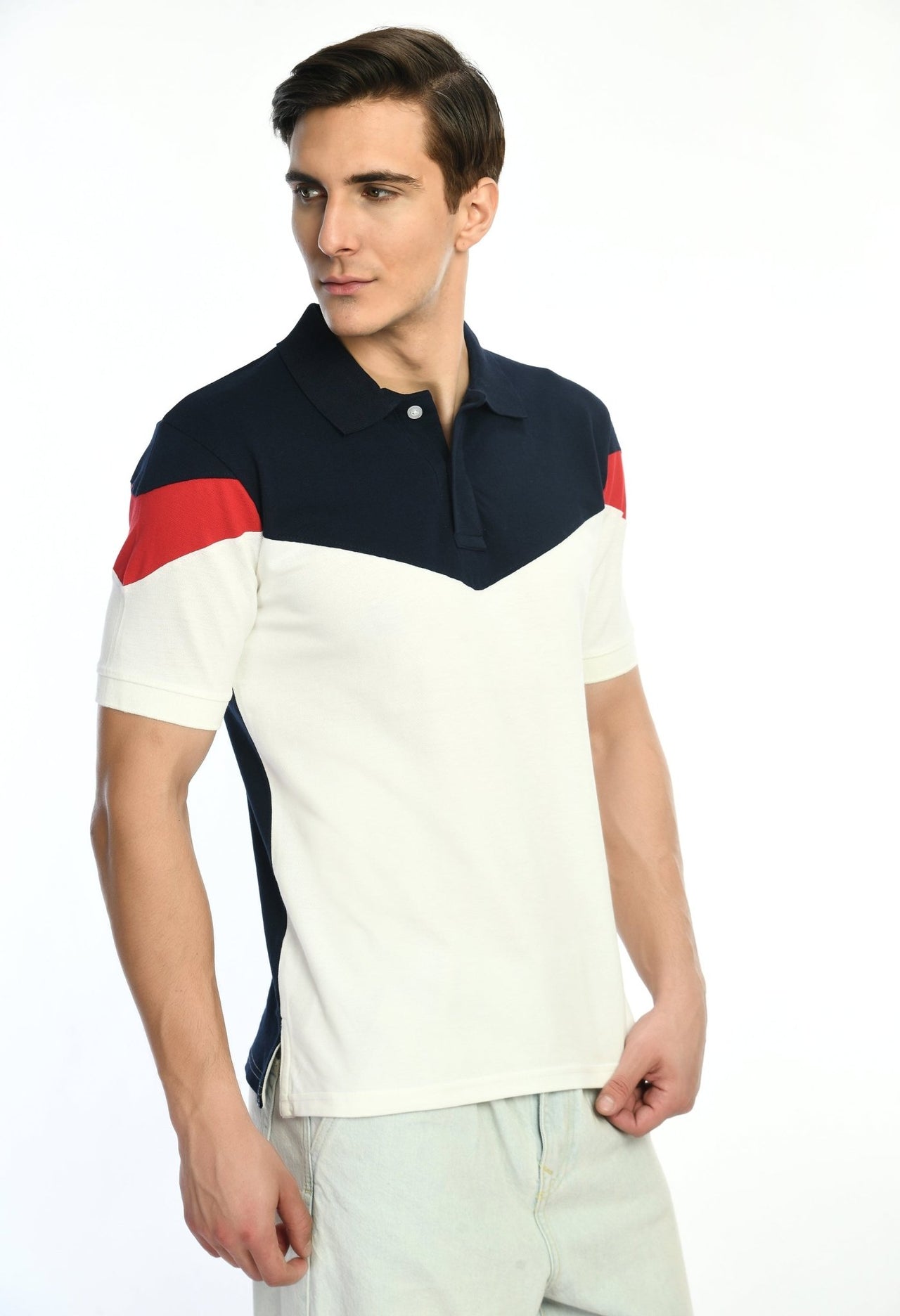 Men's Color Blocked Polo T-shirt - RueCollections