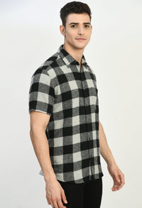 Thumbnail for Men's Half Sleeves Checks Flannel Shirt - RueCollections