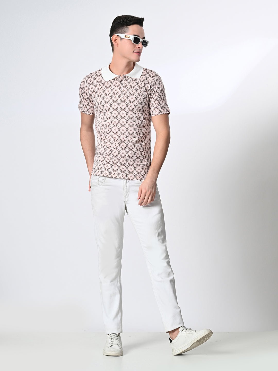 Men's Knitted Printed Polo T-shirt - RueCollections