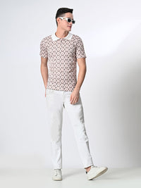 Thumbnail for Men's Knitted Printed Polo T-shirt - RueCollections