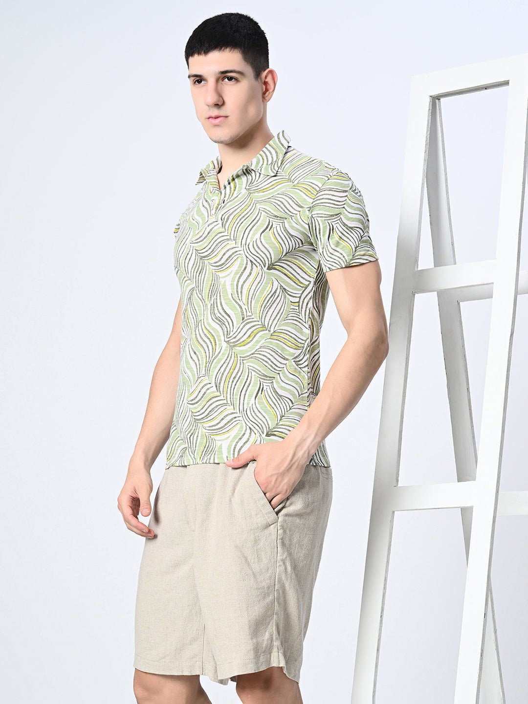 Men's Knitted Printed Polo T-shirt - RueCollections