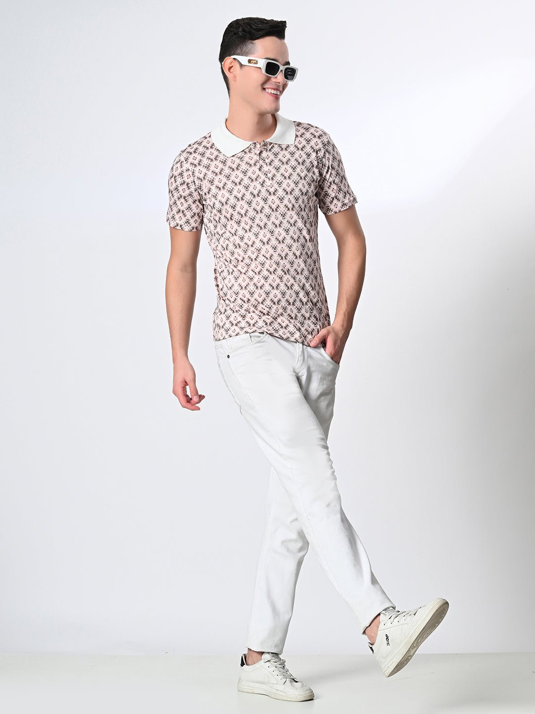 Men's Knitted Printed Polo T-shirt - RueCollections