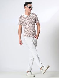 Thumbnail for Men's Knitted Printed Polo T-shirt - RueCollections