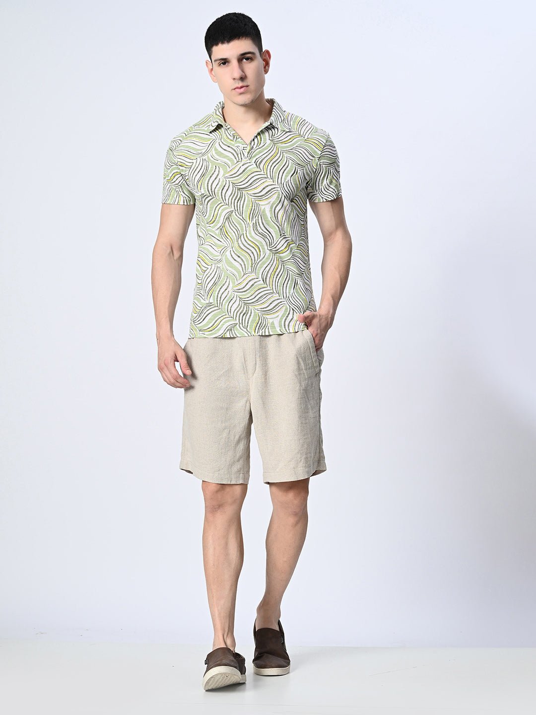 Men's Knitted Printed Polo T-shirt - RueCollections