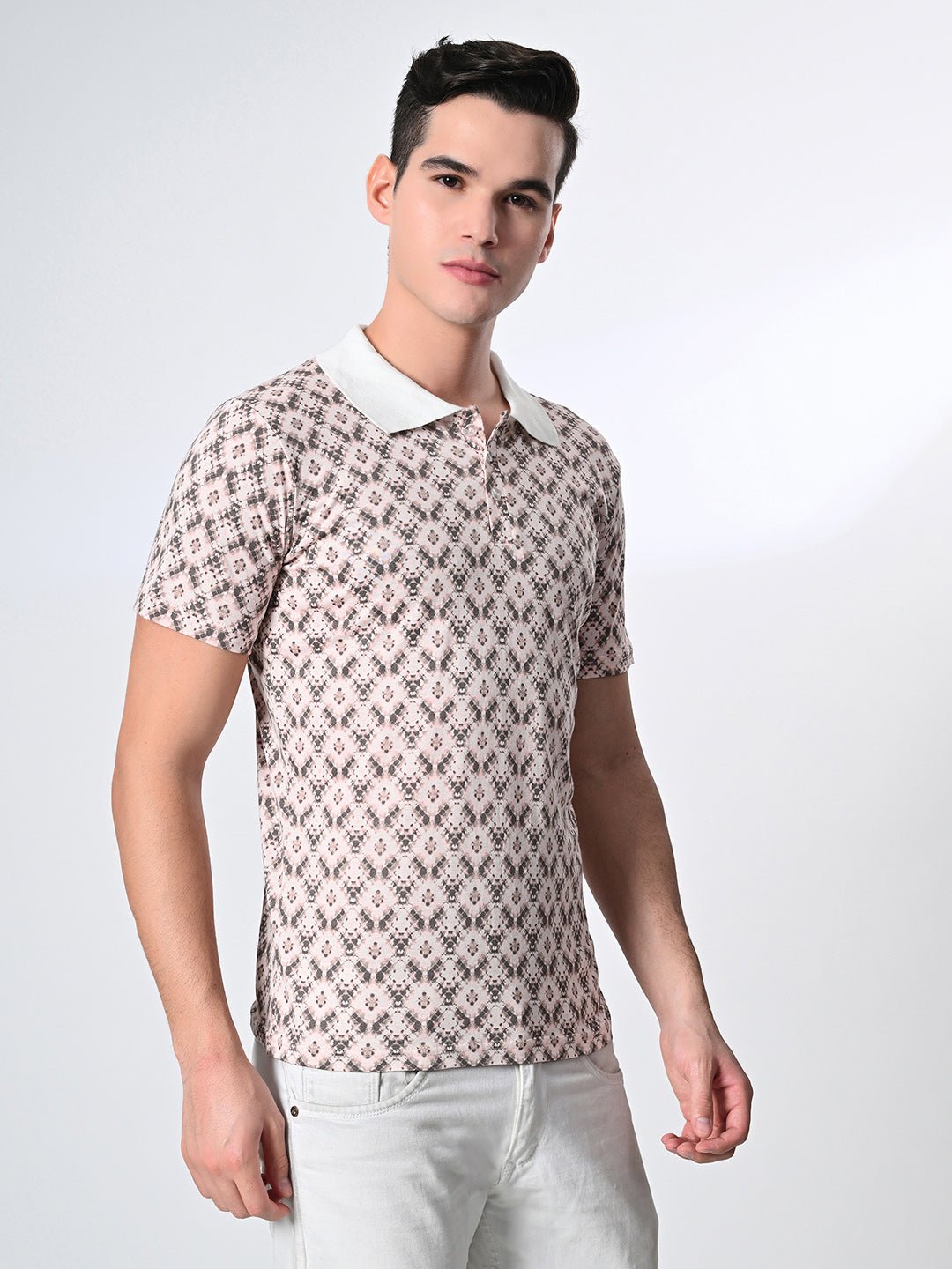 Men's Knitted Printed Polo T-shirt - RueCollections