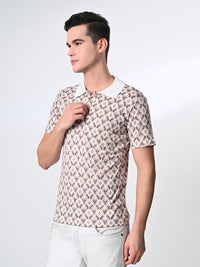 Thumbnail for Men's Knitted Printed Polo T-shirt - RueCollections