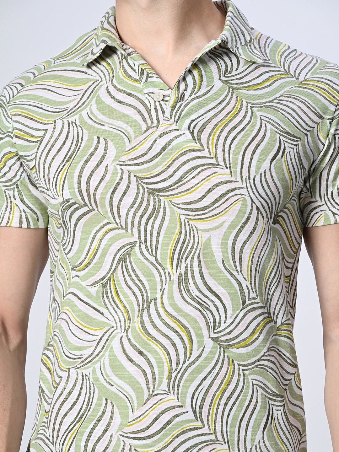 Men's Knitted Printed Polo T-shirt - RueCollections