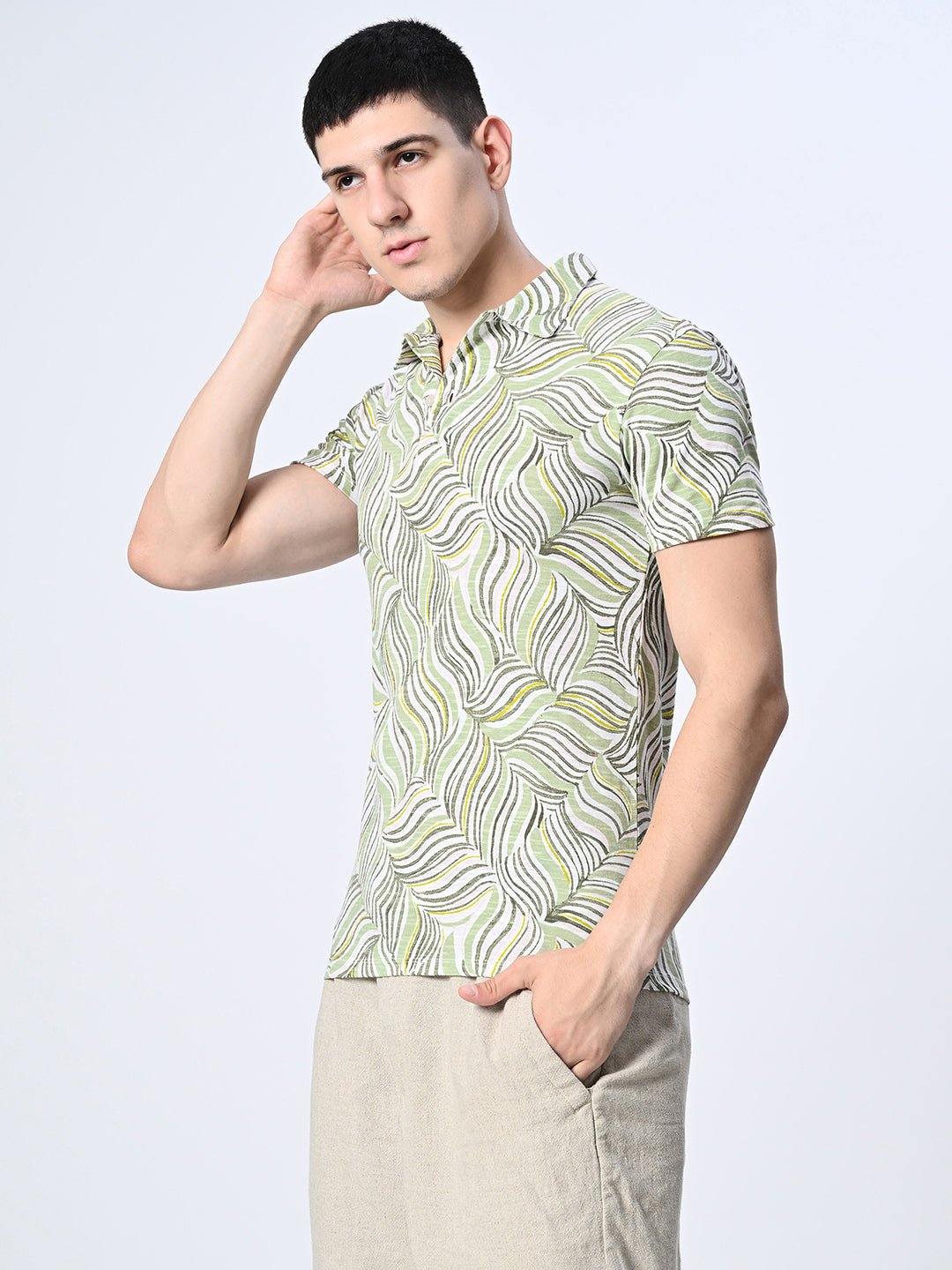 Men's Knitted Printed Polo T-shirt - RueCollections