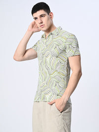 Thumbnail for Men's Knitted Printed Polo T-shirt - RueCollections