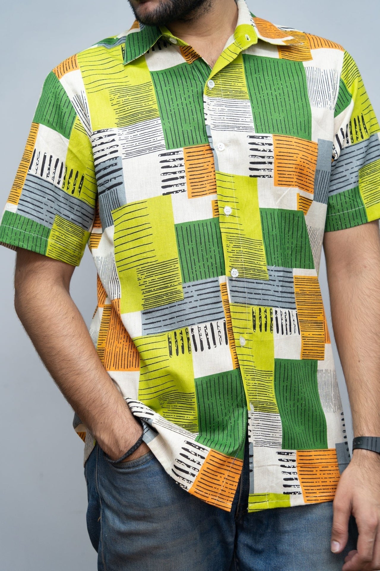 Men's Printed Half Sleeves Shirt - RueCollections