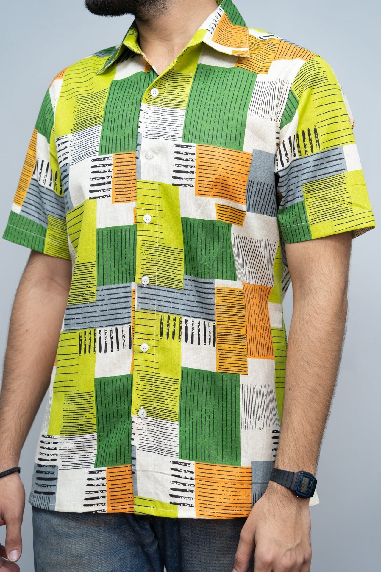 Men's Printed Half Sleeves Shirt - RueCollections