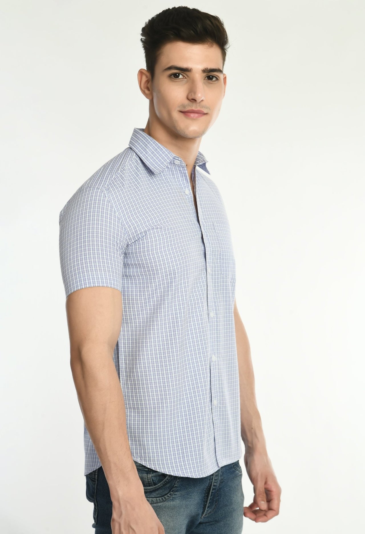 Men's PV Half Sleeves Checks Shirt - RueCollections