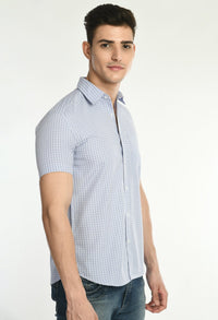 Thumbnail for Men's PV Half Sleeves Checks Shirt - RueCollections